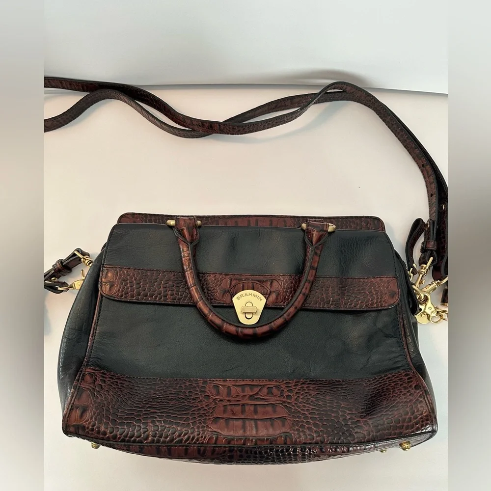 Brahmin Samantha Black Tuscan satchel bag
